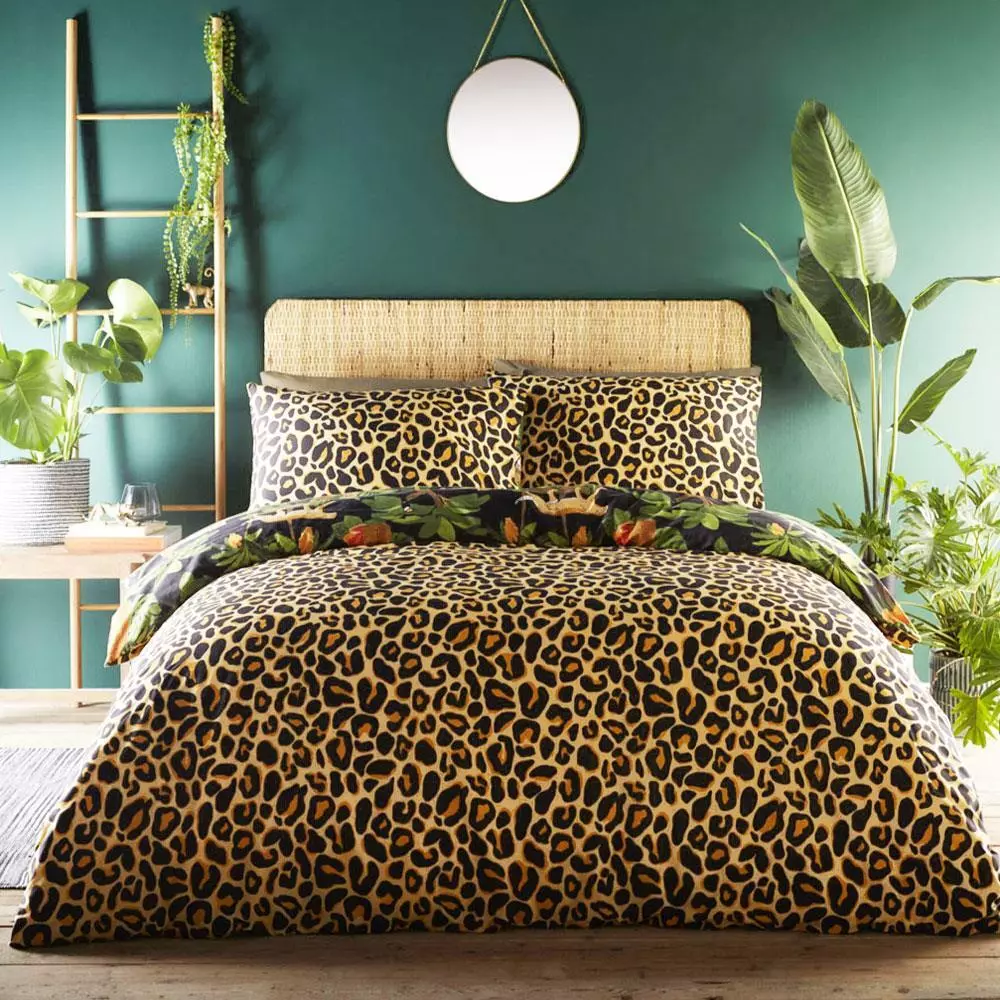 Leopard Print Duvet Set Quilt Cover Tropical Exoti